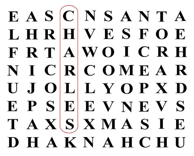 Crossword puzzle used as a Secret Santa name picker
