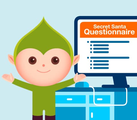 Person using Elfster's anonymous Secret Santa Q&A on a laptop