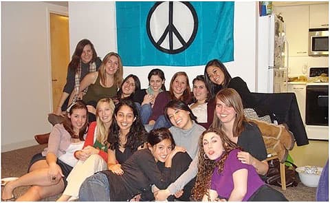 Sorority sisters bonding with icebreaker games
